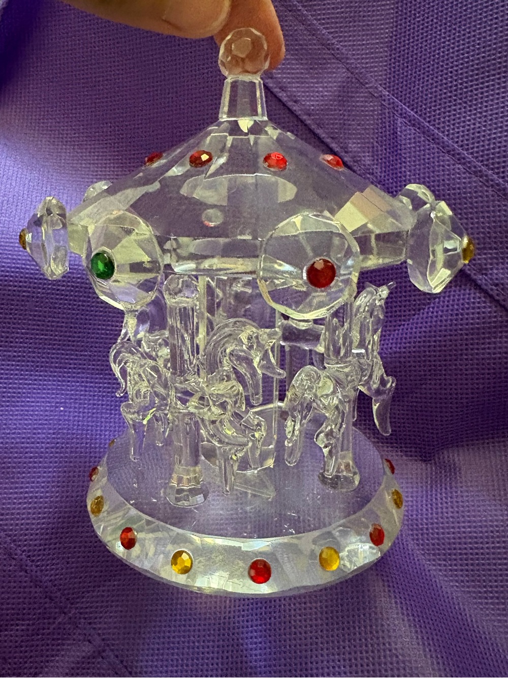 Vintage Shannon by Godinger Crystal Glass Merry Go Round Horse Carousel Figurine